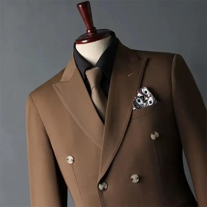 Ensemble de costumes classiques pour hommes d'affaires en polyester et viscose pour mariages et cérémonies formelles
