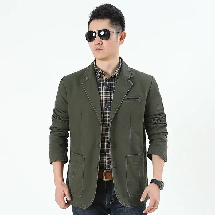 Veste de costume en toile de coton pour hommes