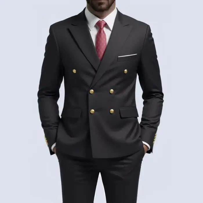 Costume Double boutonnage noir pour hommes