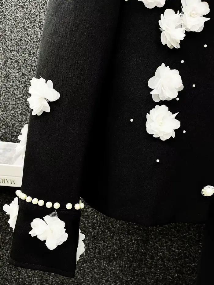 Veste à revers avec des Appliques de fleurs pour homme