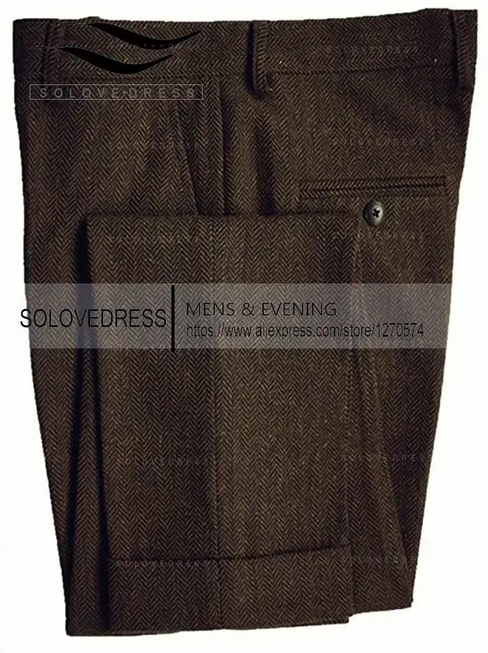 Costume tweed à chevrons pour hommes, décontracté, élégant, pour mariages et cérémonies formelles