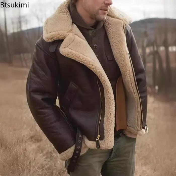 Vestes d'hiver en cuir pour hommes