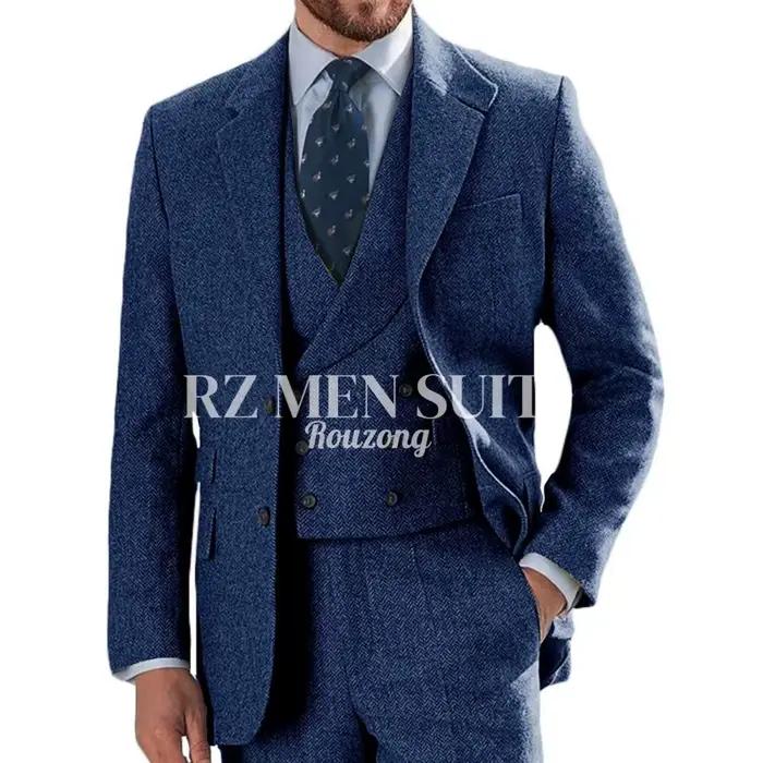 Costume en tweed EOENKKY pour hommes, 3 pièces, coupe ajustée, style formel, multiple couleurs, mariage et bal