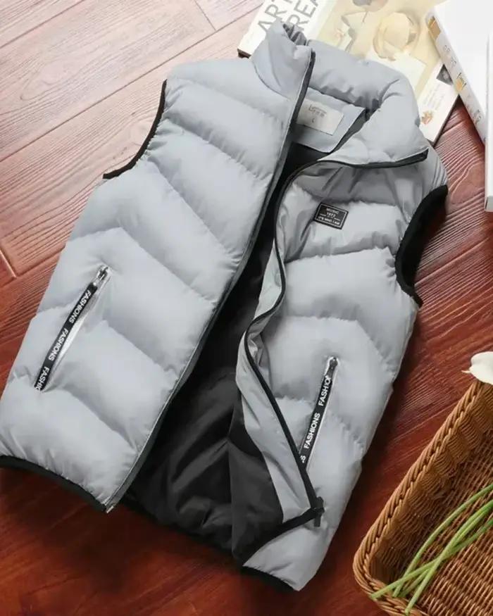 Gilet EverHigh en coton-polyester pour hommes, gilet d'hiver mince, décontracté, col mandarin, coupe-vent, saison froide, tenue quotidienne