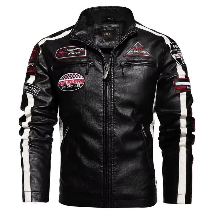 Veste de moto vintage en cuir PU pour homme, look décontracté, coupe régulière, fermeture éclair, polyester intérieur, tenue quotidienne, cadeau idéal