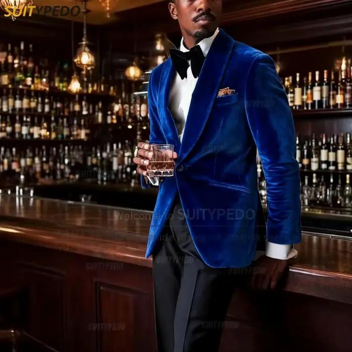 Blazer de costume en velours vintage pour hommes élégant sur mesure occasion spéciale automne hiver décontracté minimaliste