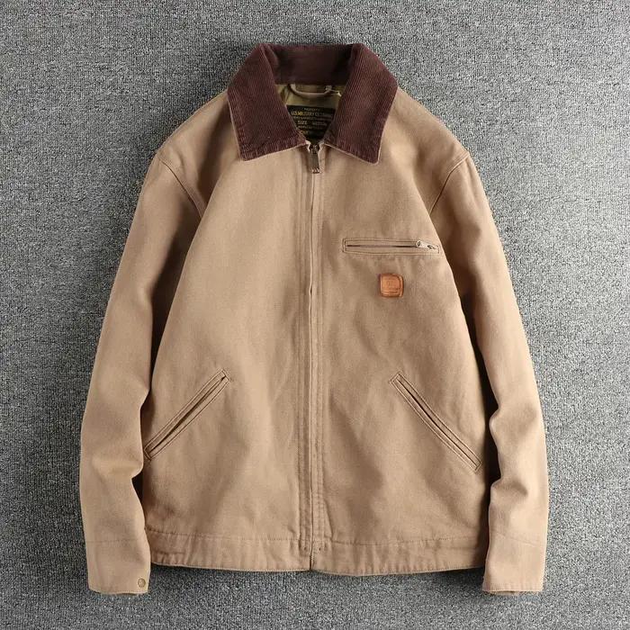 Veste Vintage Tendance en Toile Délavée pour Homme