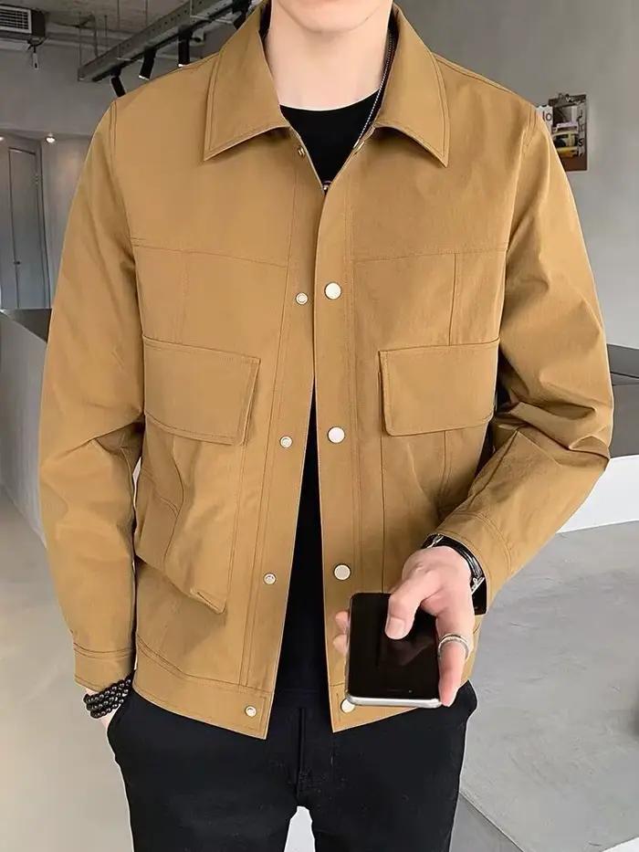 Veste rétro à revers pour hommes, coupe cintrée, décontractée, tendance