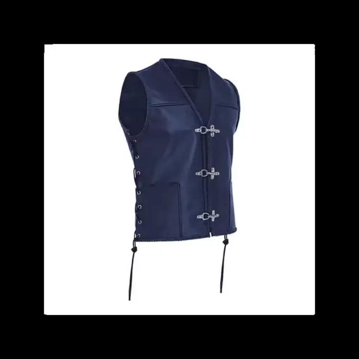 Gilet en cuir vintage pour hommes, style punk, col en V, adapté aux quatre saisons, idéal pour les sorties quotidiennes et spéciales
