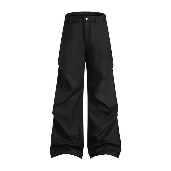 Pantalon de costume froissé légèrement évasé pour hommes en automne