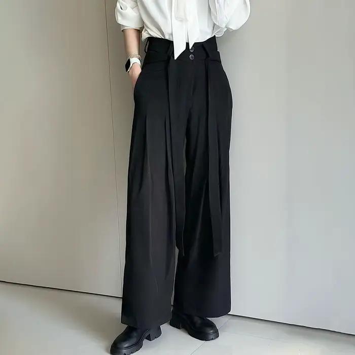 Pantalon de costume avec ruban de couleur unie pour hommes
