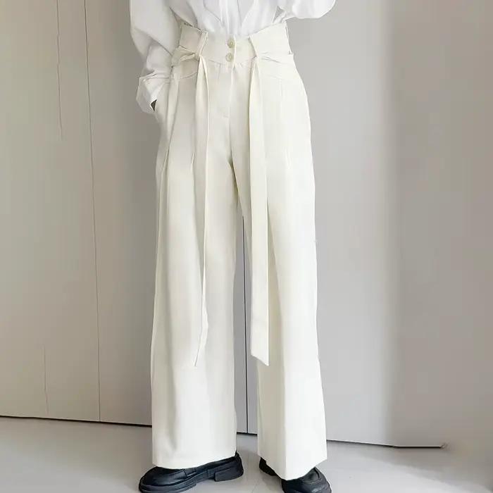 Pantalon de costume avec ruban de couleur unie pour hommes