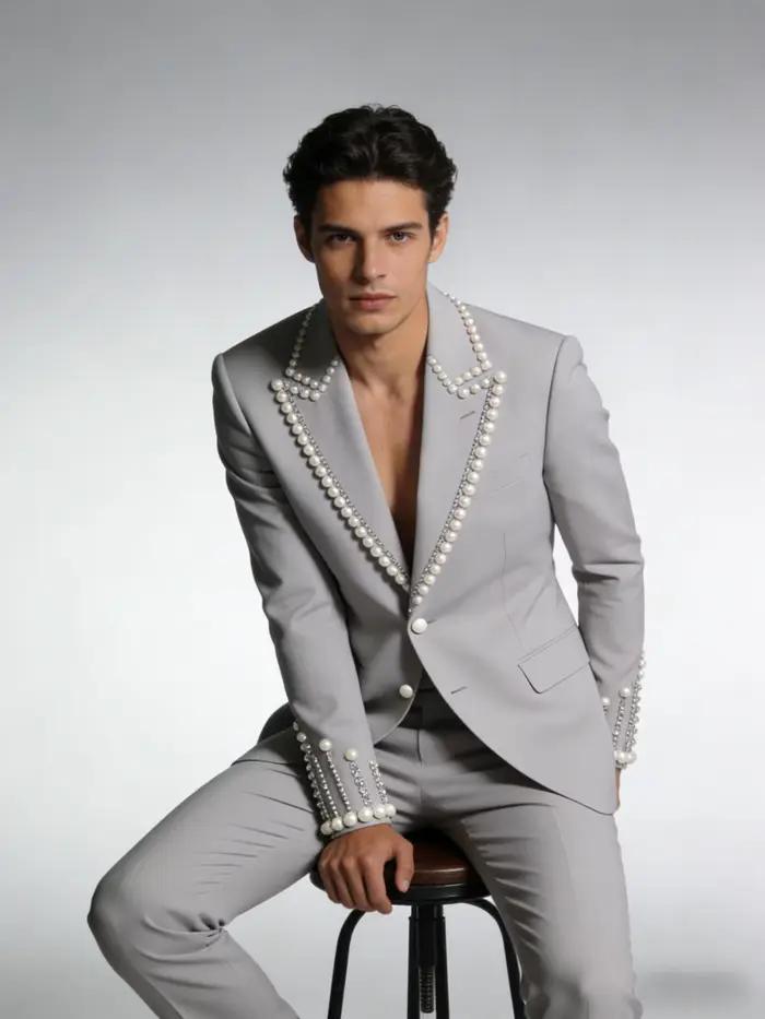 Ensemble de costumes gris clair pour hommes