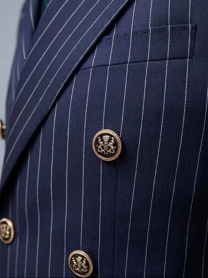 Blazer croisé rayé bleu marine pour homme