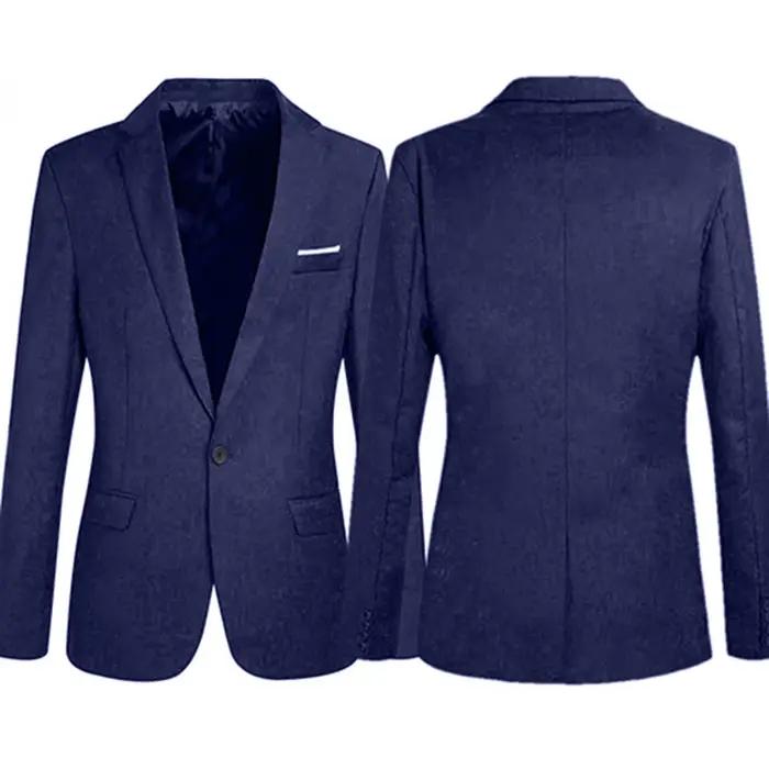 Manteau d'affaires décontracté et élégant pour hommes, polyester, coupe ajustée, fermeture éclair totale, multi-saisons, mariage, réunions d'affaires