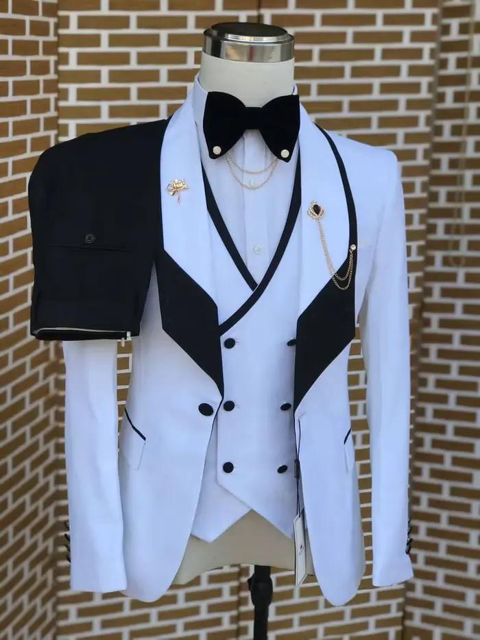 Costumes de mariage pour hommes style moderne coupe cintrée blazer à revers gilet pantalon 3 pièces vêtements de marié d'affaires formels tuxedos pour homme occasions spéciales