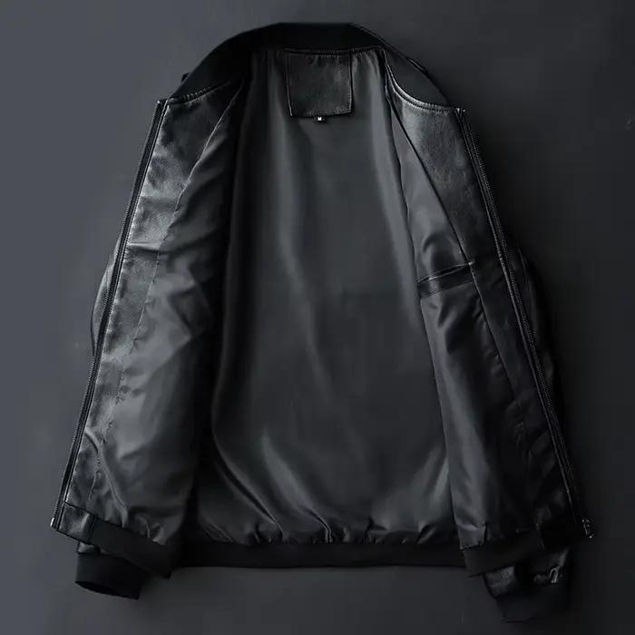 Veste en cuir PU pour hommes style décontracté Bomber veste de Moto occasionnels et quotidienne printemps automne