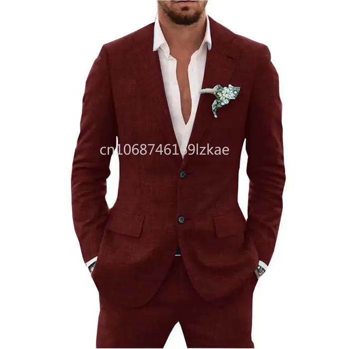 Costume élégant et décontracté en polyester pour homme, style moderne, col à revers imbibé, simple boutonnage, adapté aux quatre saisons, occasions professionnelles