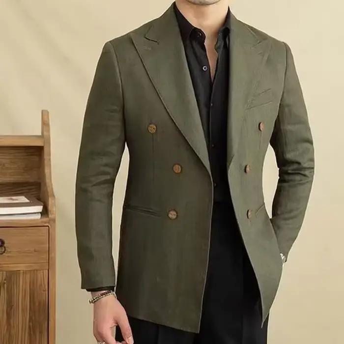 Blazer en lin vintage pour homme style classique vêtement de marié confortable et respirant pour occasions spéciales et événements d'affaires
