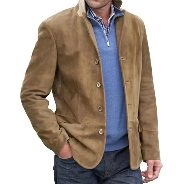 Veste de costume décontractée vintage pour homme, élégante et polyvalente, polyester, bleu ciel, beige, brun, noir, pour toutes les saisons et occasions