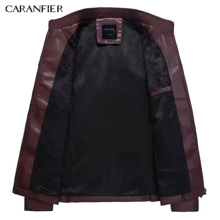 CARANFIER 2025 mode hiver Silm veste en cuir hommes de haute qualité PU décontracté Biker manteau pilote Jaqueta