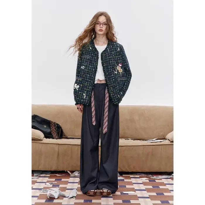 Veste de style preppy ELFSACK avec un élégant tweed français