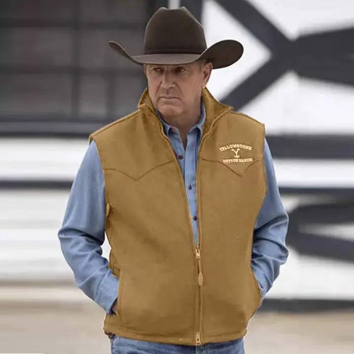 Gilet brodé pour homme avec fermeture éclair et revers