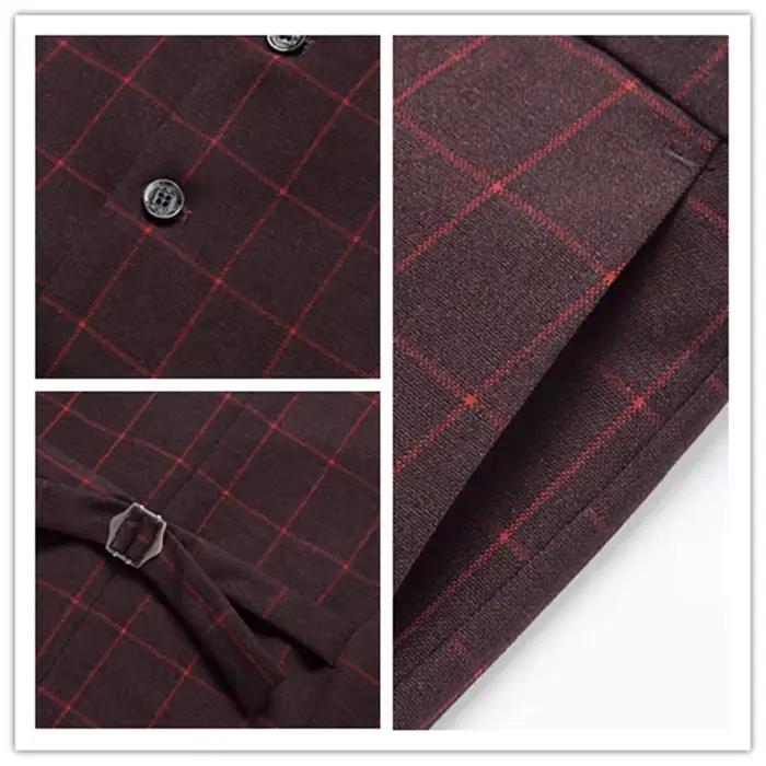 Costume (Blazer + gilet + pantalon) homme Style italien mode affaires élégant Gentleman Plaid mince décontracté