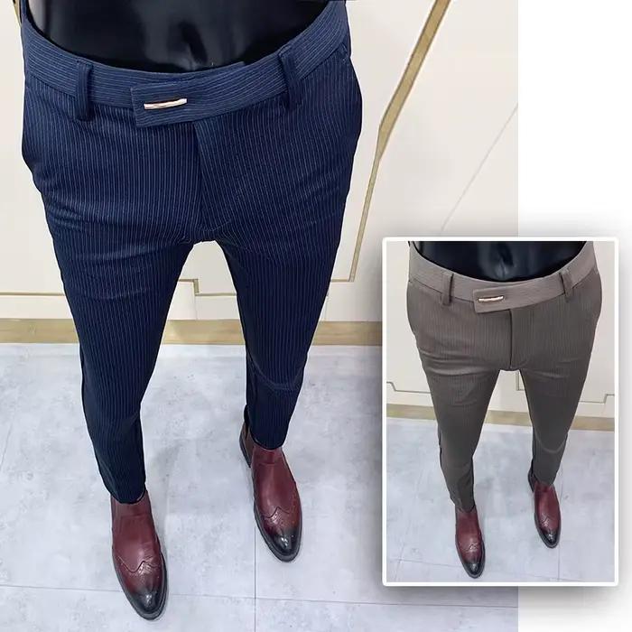 Pantalon slim à rayures pour homme