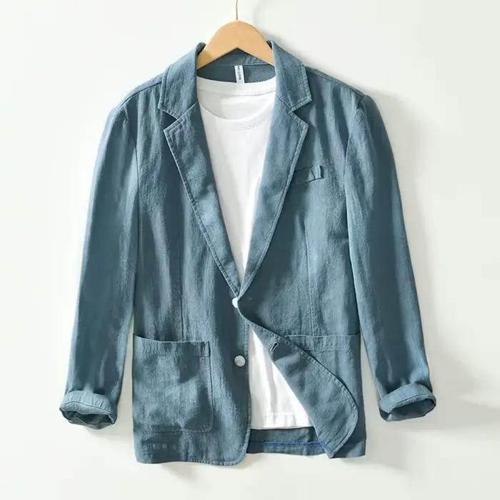 Blazer rétro élégant en lin pour hommes