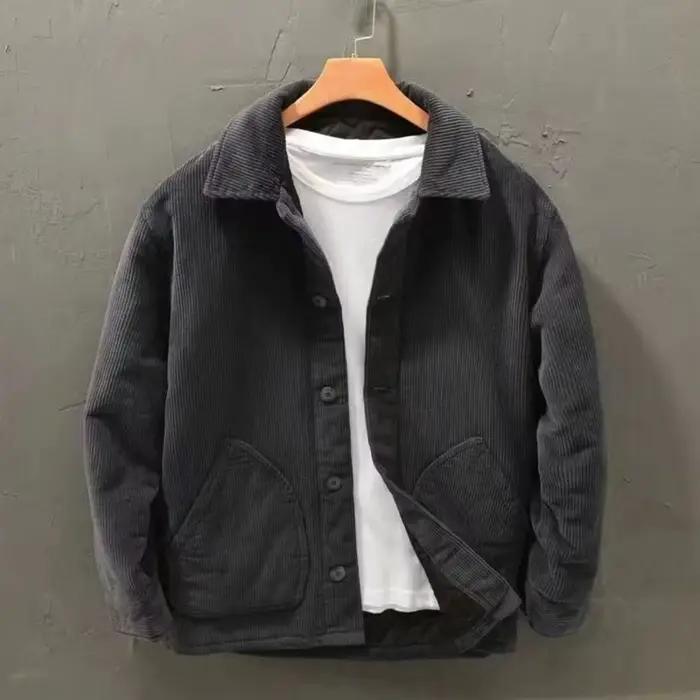 Veste décontractée homme en velours côtelé style rétro pour automne et hiver occasions décontractées et déplacements quotidiens