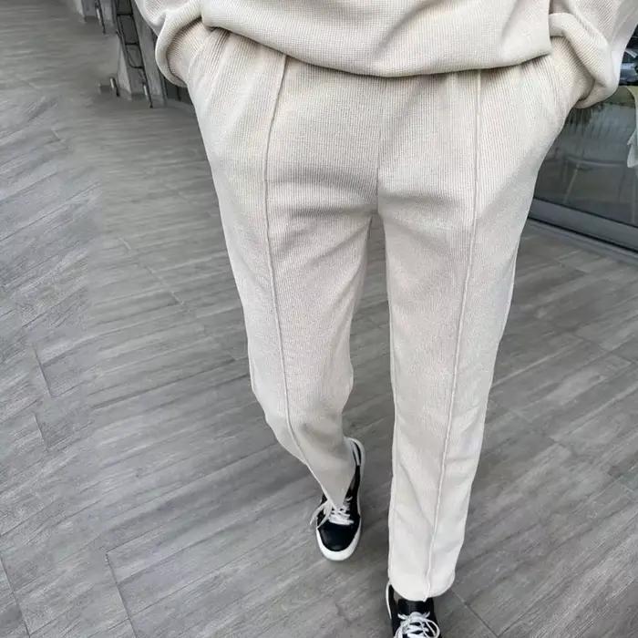 Nouveau costume décontracté pour homme en velours côtelé tendance avec col montant et demi-fermeture éclair
