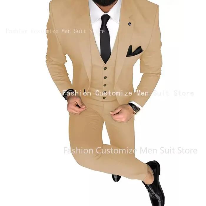 Smoking de mariage classique vert olive pour hommes