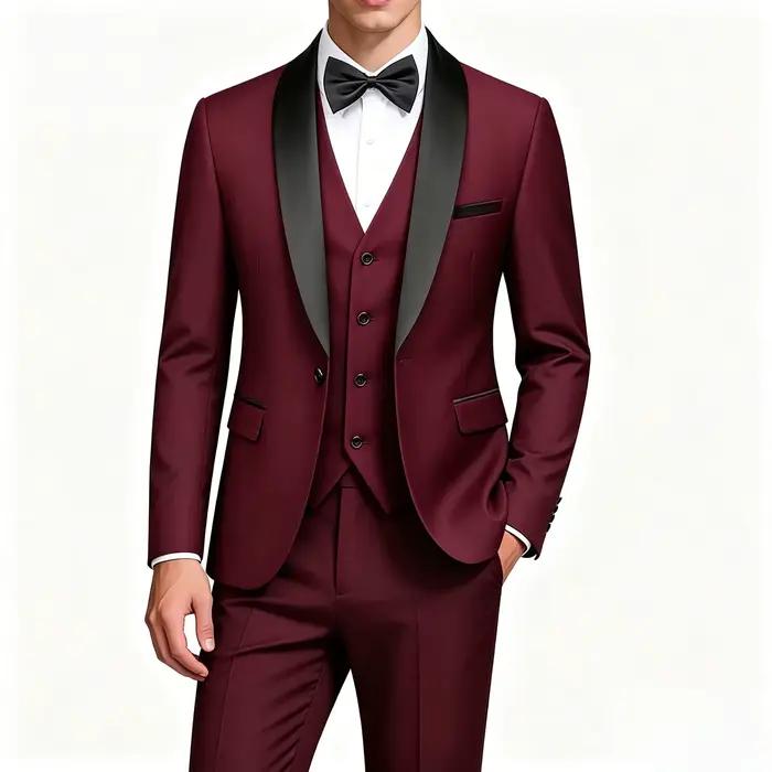 Ensemble de costume de smoking 3 pièces pour homme (veste + gilet + pantalon)