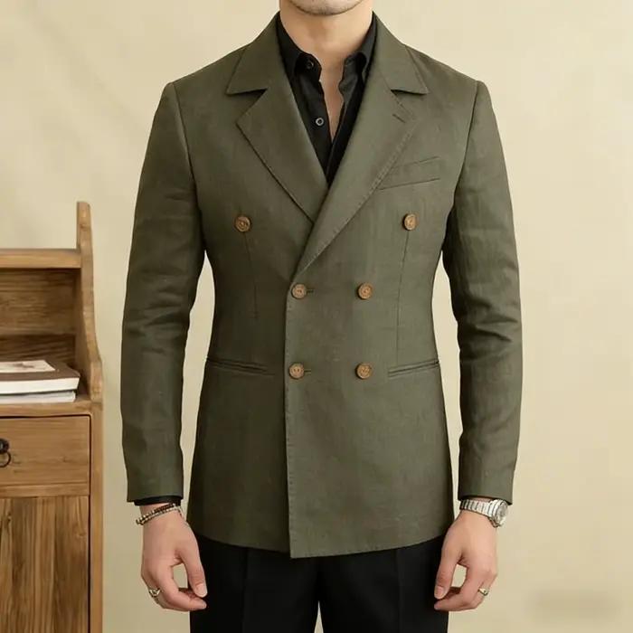 Blazer en lin vintage pour homme style classique vêtement de marié confortable et respirant pour occasions spéciales et événements d'affaires
