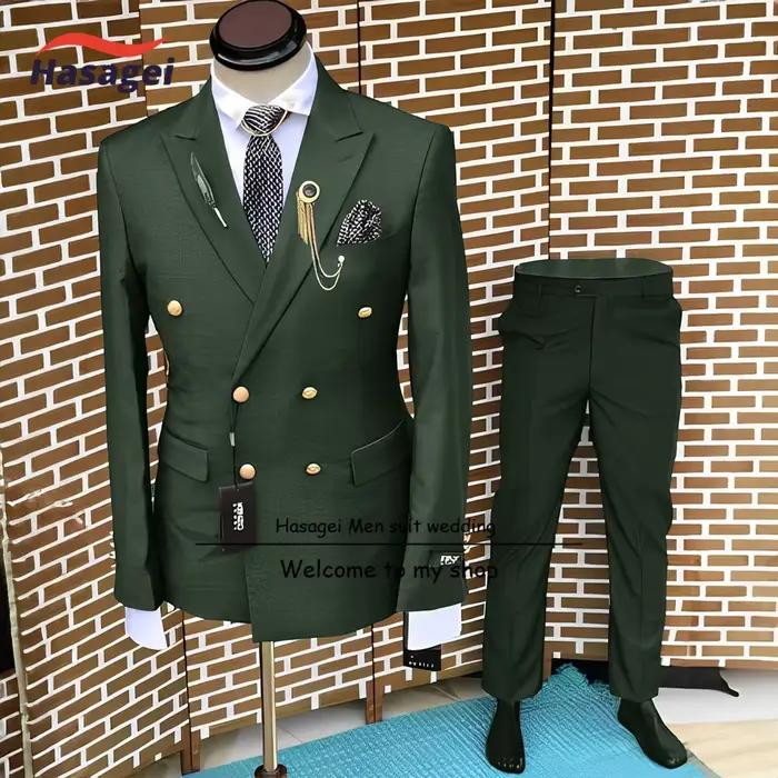 Smoking formel pour homme en polyester, élasthanne et viscose, veste et pantalon double boutonnage, élégant pour mariage et cérémonies officielles