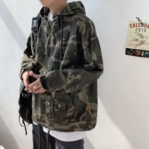 Veste Camouflage Homme Printemps Automne Tendance Marque Coréenne Ample Style Décontracté et Original