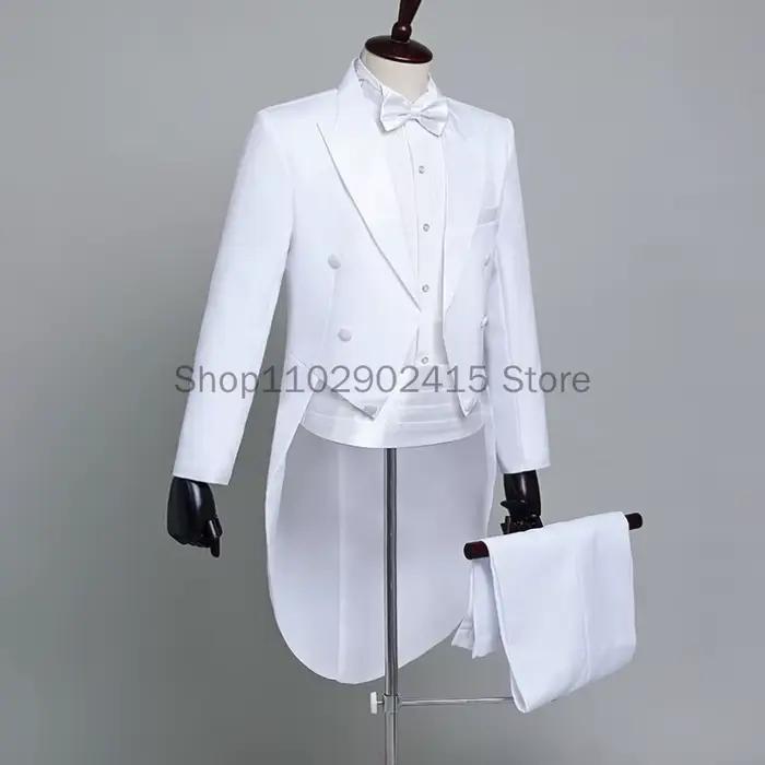 Manteau de queue de revers noir brillant classique pour hommes