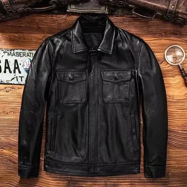 Blouson en cuir PU pour homme style American Retro vestes pour hommes vêtements d'extérieur occassions spéciales automne hiver polyester robuste et élégant