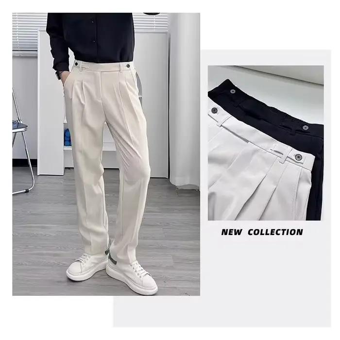 Pantalon Ltalian Style Gentleman Hommes Style Décontracté Élégant Polyester Drap Fin Occasions Spéciales