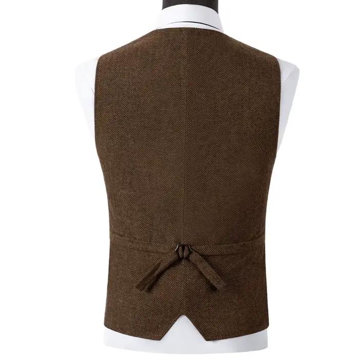 Gilet de costume pour hommes vert militaire simple boutonnage mélangé