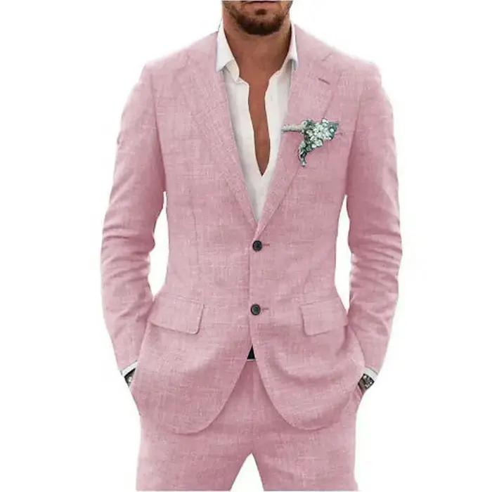 Costume décontracté en lin bleu ciel pour homme
