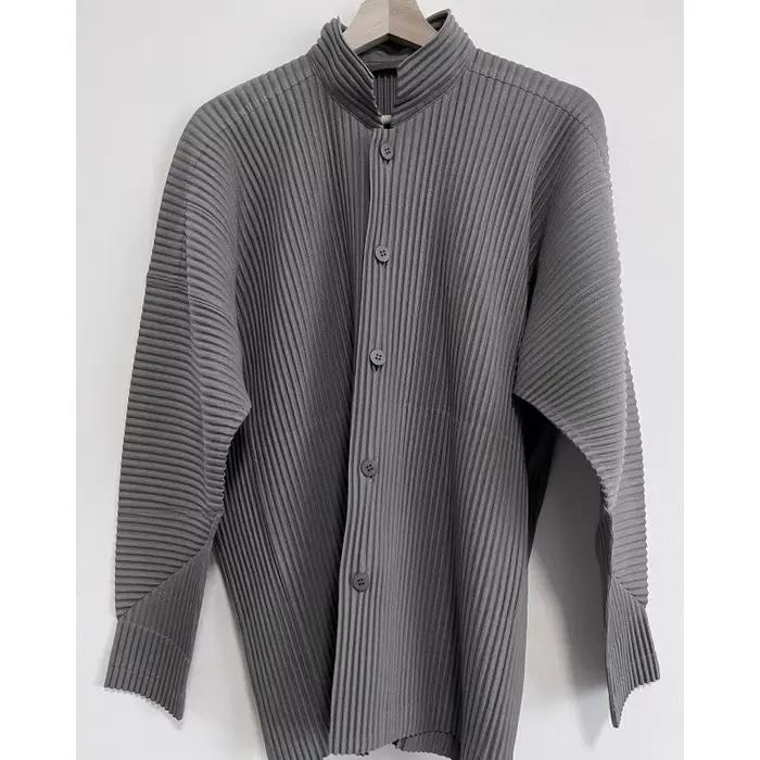 Miyake plissé Plisse chemise hommes 2026 printemps nouvelle veste à manches longues automne loisirs veste mode mince noir couleur unie hauts