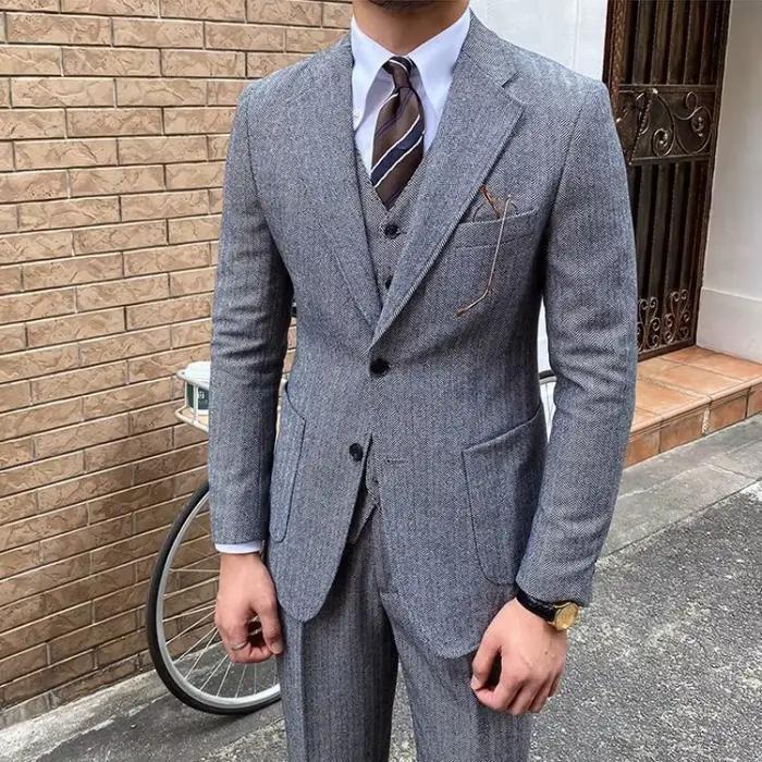 Nouveau costume rétro à chevrons pour hommes