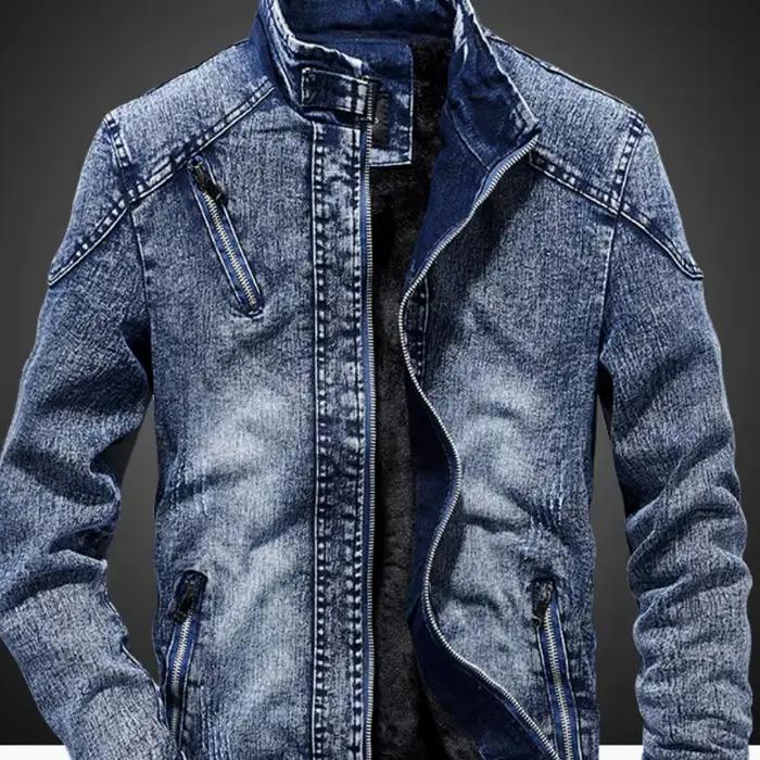 Blouson aviateur en denim vintage pour hommes