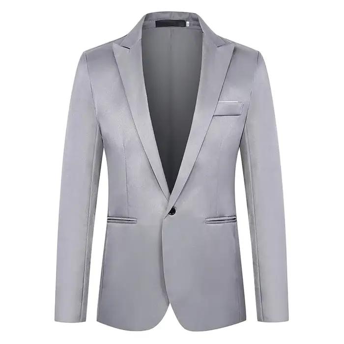 Veste de costume d'affaires décontractée élégante pour hommes en polyester sans repassage pour printemps et automne
