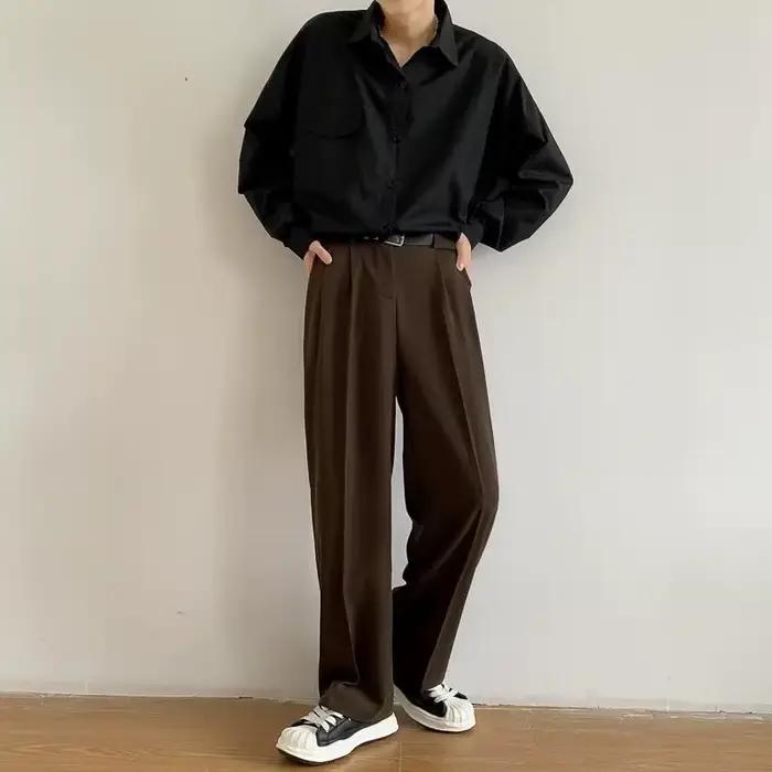 Pantalon de costume marron noir pour hommes