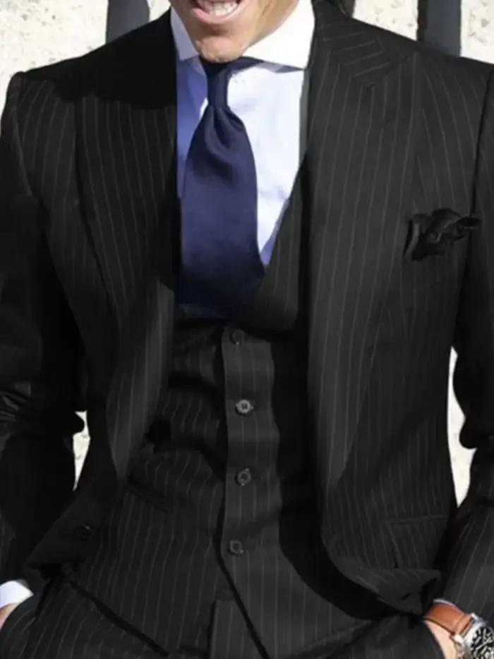 Costume sur mesure homme, blazer à rayures, tuxedo de marié pour mariage, trois pièces élégant à offrir pour occasions spéciales