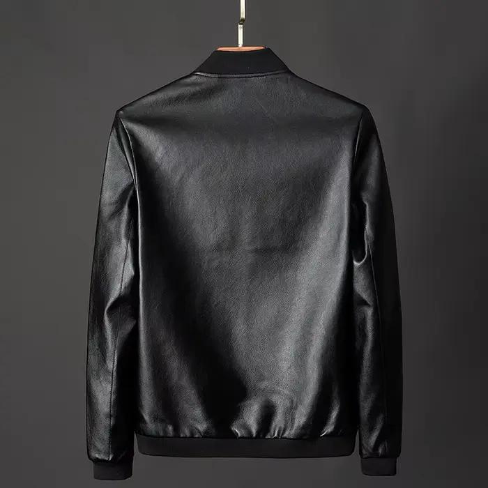 Veste en cuir PU pour hommes style décontracté Bomber veste de Moto occasionnels et quotidienne printemps automne