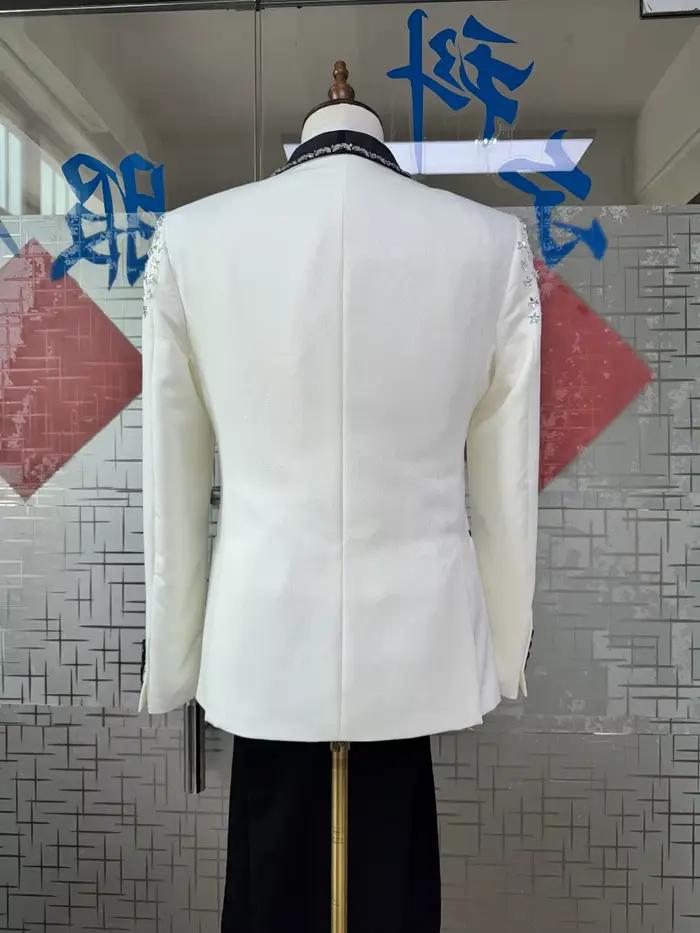 Costume de Mariage de Luxe pour Homme avec Revers Châle Orné de Strass